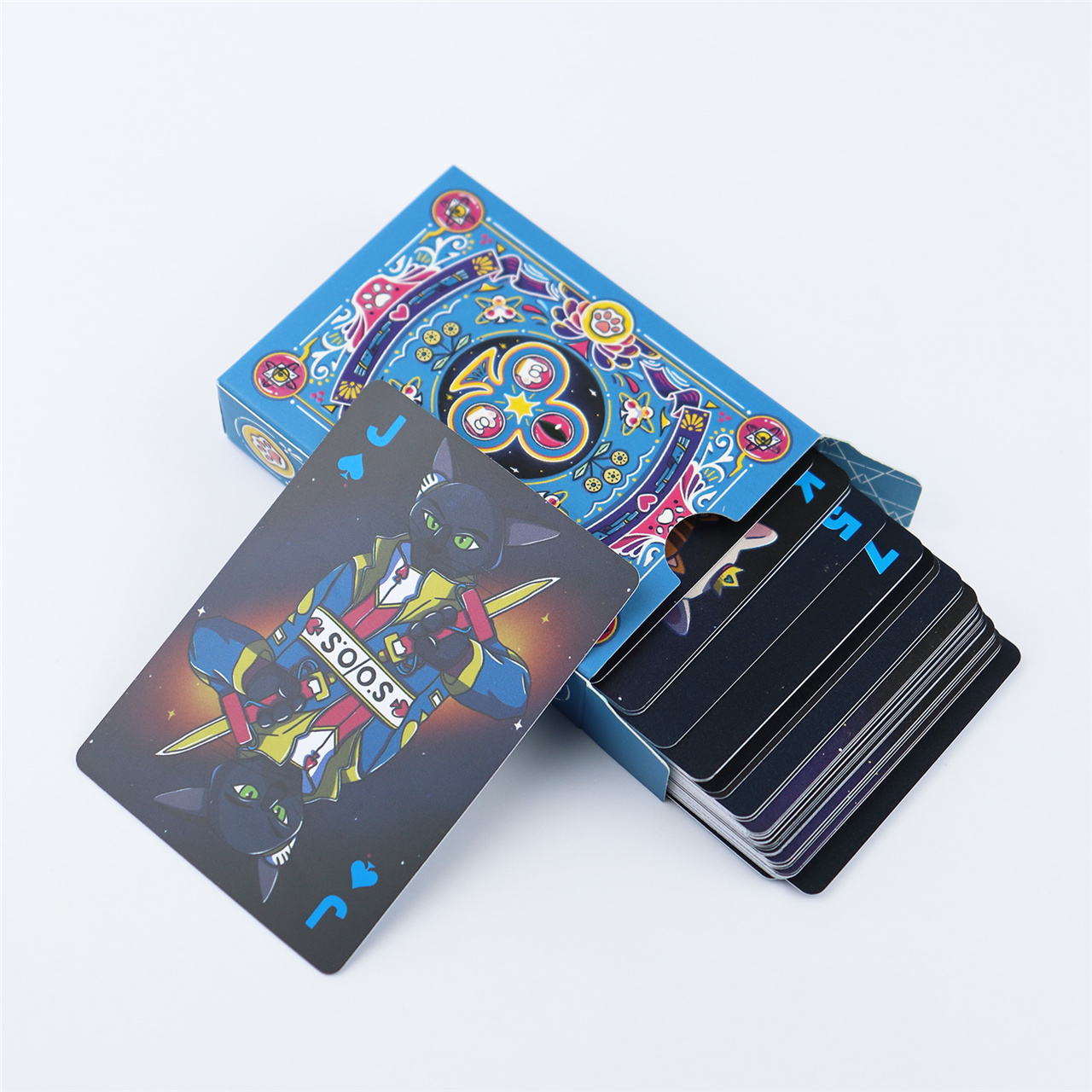 Custom Blue - Black Fantasy Plastic Playing Cards ( (11)