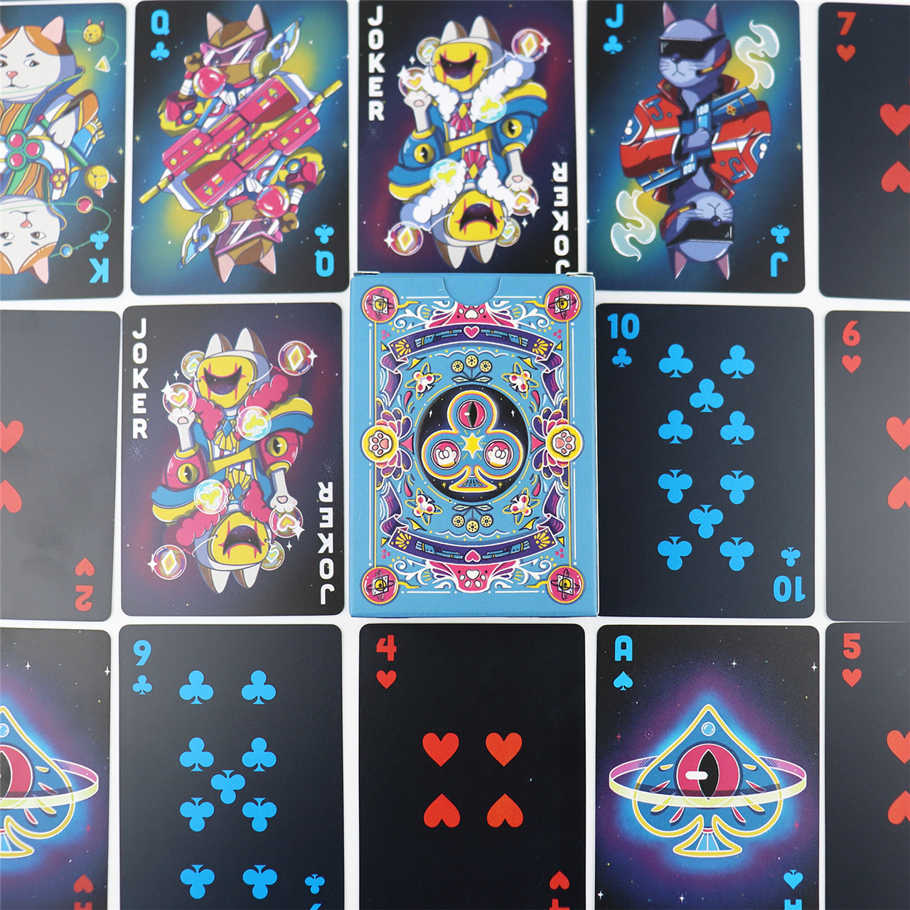 Custom Blue - Black Fantasy Plastic Playing Cards ( (9)